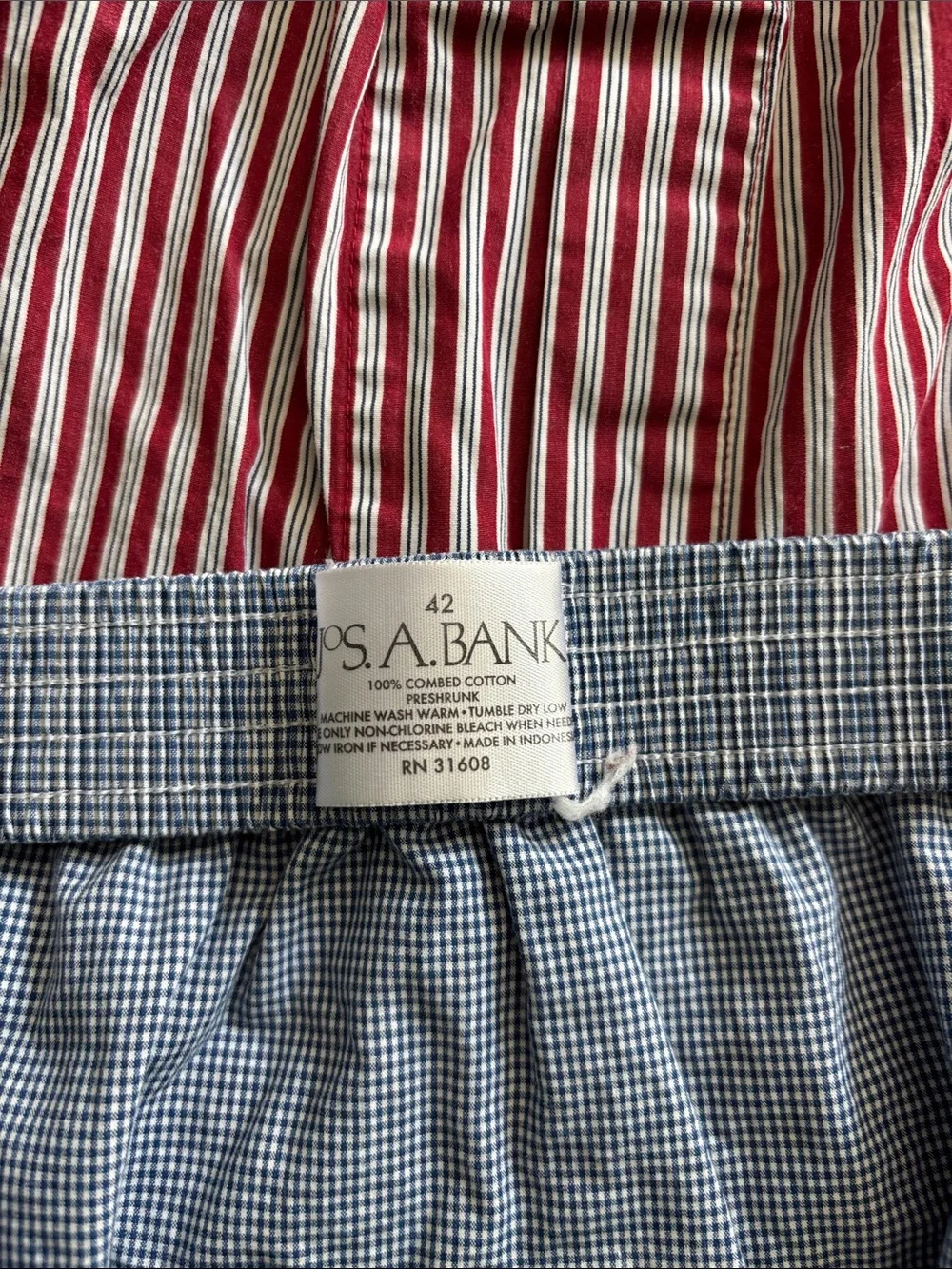 Jos. A. Bank Men's Boxers - Blue Check and Red Stripe